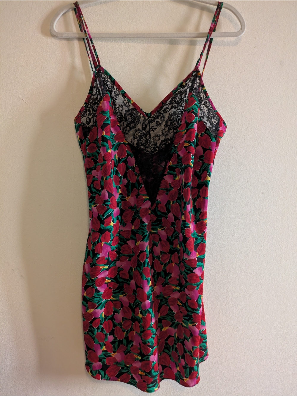 Victoria's Secret Medium Gold Label 90s Pink Floral Lace-Trim Slip